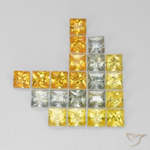 Gemas de Zafiro Multicolor natural de 2.63 ct, Cuadrado, VS