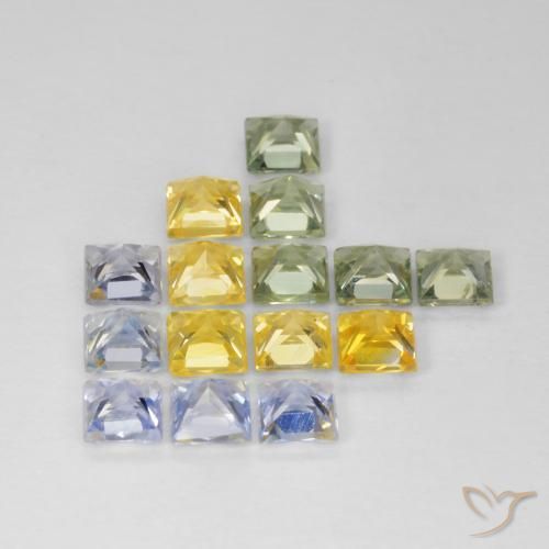 Gemas de Zafiro Multicolor natural de 3.29 ct, Cuadrado, VS
