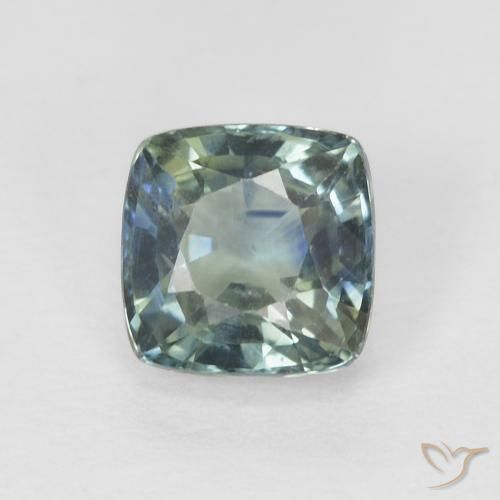 0.89ct Natural Verde azul medio Zafiro, Forma Cojín, VS