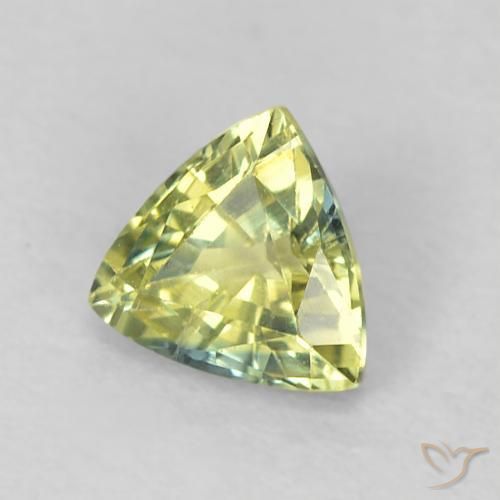 Zafiro Verde amarillento natural de 0.44 ct, Trillón, VS