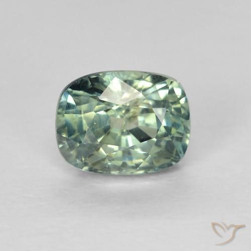 0.86ct Natural Verde azulado claro Zafiro, Forma Cojín, VS