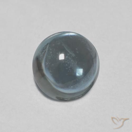 Zafiro Verde azul grisáceo natural de 0.51 ct, Redondo, Transparente