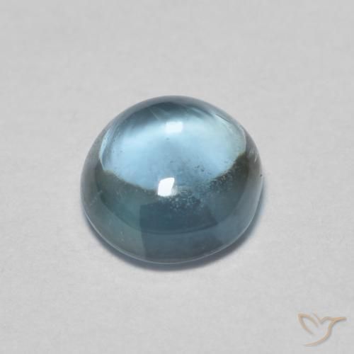 Zafiro Verde azul grisáceo natural de 0.51 ct, Redondo, Transparente