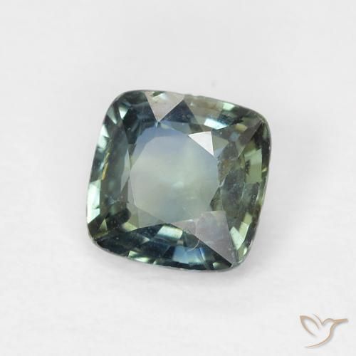Zafiro Verde azulado natural de 0.61 ct, Forma Cojín, VVS-VS