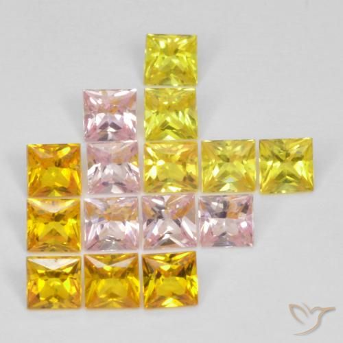 Gemas de Zafiro Multicolor natural de 2.28 ct, Cuadrado, VS