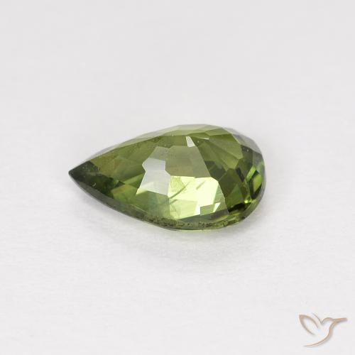 Zafiro Verde oscuro natural de 0.88 ct, En forma de pera, VS-SI