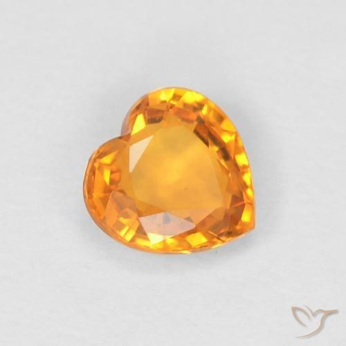 Zafiro Naranja claro natural de 0.43 ct, Corazón, VVS-VS