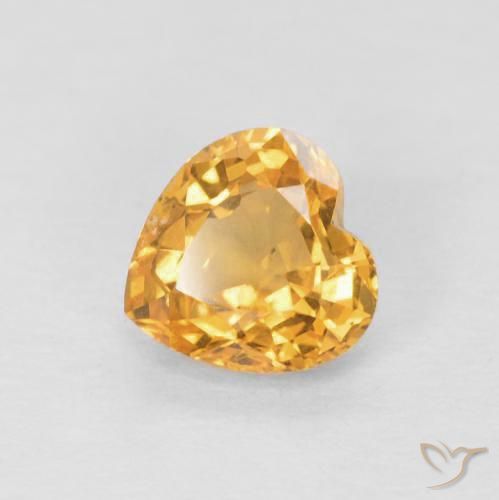 Zafiro Naranja medio natural de 0.49 ct, Corazón, VVS-VS