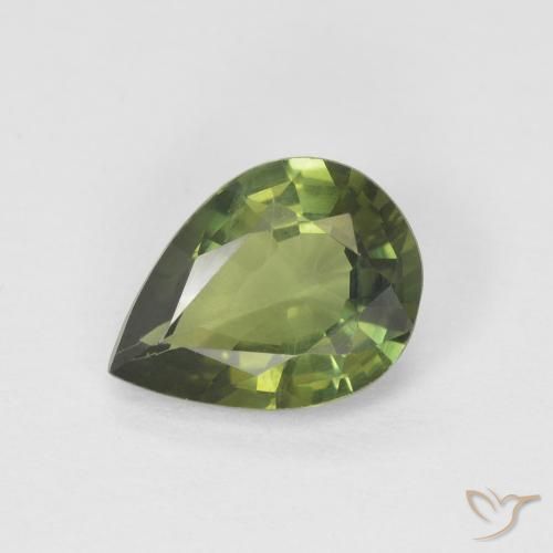 Zafiro Verde bosque natural de 1.18 ct, En forma de pera, VS