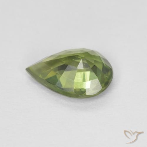 Zafiro Verde bosque natural de 1.18 ct, En forma de pera, VS