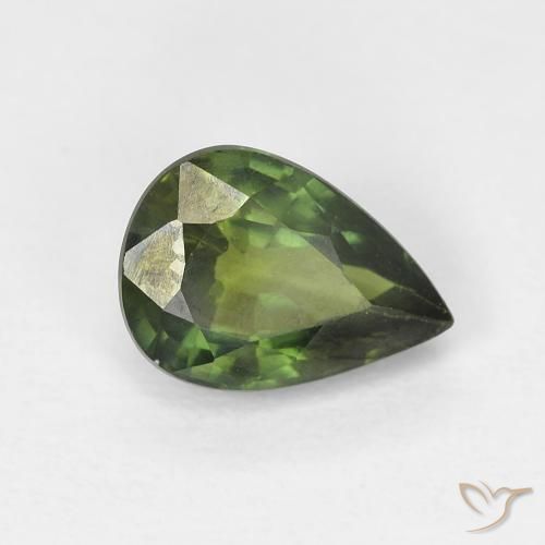 Zafiro Verde bosque natural de 1.03 ct, En forma de pera, VS