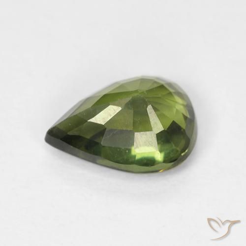 Zafiro Verde bosque natural de 1.03 ct, En forma de pera, VS