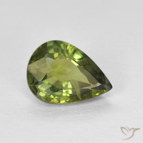 Zafiro Medium Dark-Green natural de 0.97 ct, En forma de pera, VS