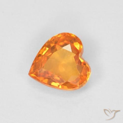Zafiro Naranja rojizo natural de 0.47 ct, Corazón, VVS