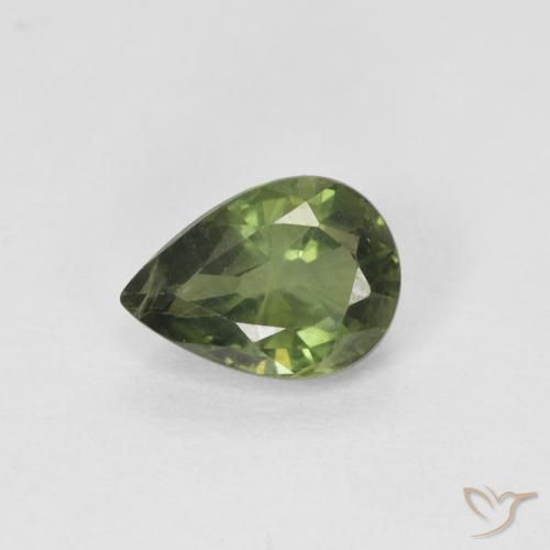 0.99ct Natural Verde terroso Zafiro, En forma de pera, VS-SI