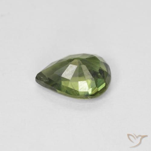 Zafiro Verde terroso natural de 0.99 ct, En forma de pera, VS-SI