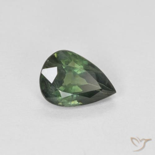 Zafiro Verde bosque natural de 0.88 ct, En forma de pera, VS-SI
