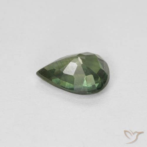 Zafiro Verde bosque natural de 0.88 ct, En forma de pera, VS-SI