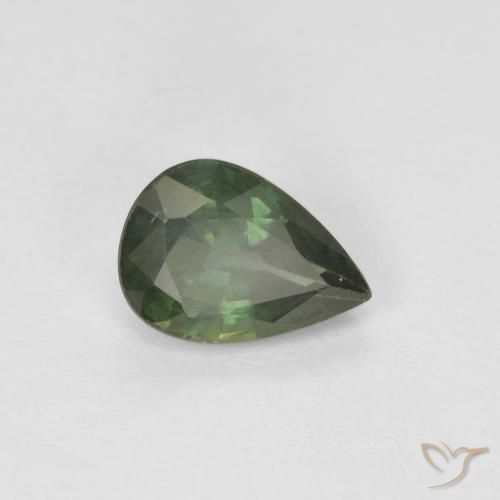 0.92ct Natural Verde oscuro Zafiro, En forma de pera, VS