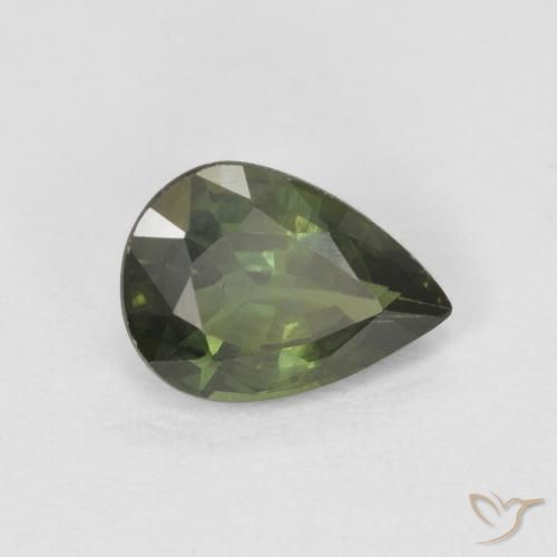 Zafiro Verde medio natural de 0.89 ct, En forma de pera, VS