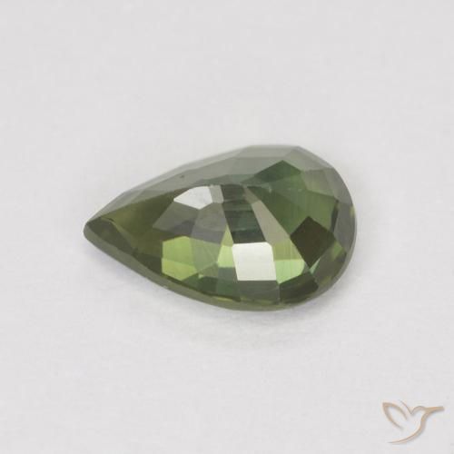 Zafiro Verde medio natural de 0.89 ct, En forma de pera, VS