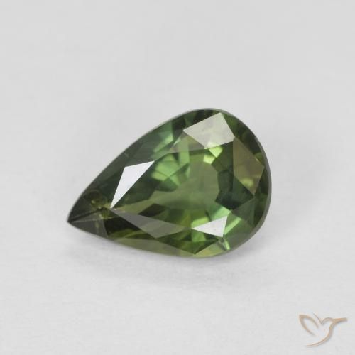 0.76ct Natural Verde bosque cálido Zafiro, En forma de pera, VS