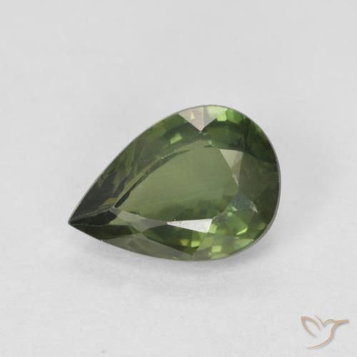 0.89ct Natural Verde bosque claro Zafiro, En forma de pera, VS