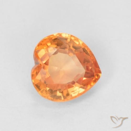 Zafiro Naranja claro natural de 0.54 ct, Corazón, VVS