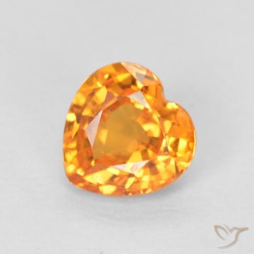 Zafiro Naranja claro natural de 0.53 ct, Corazón, VS