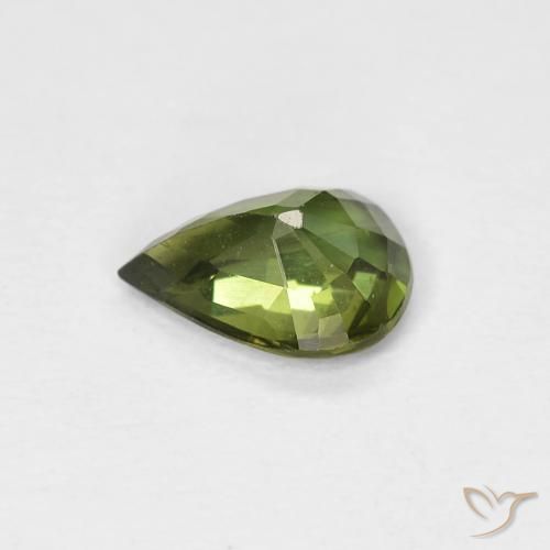 Zafiro Verde amarillento natural de 0.69 ct, En forma de pera, VS