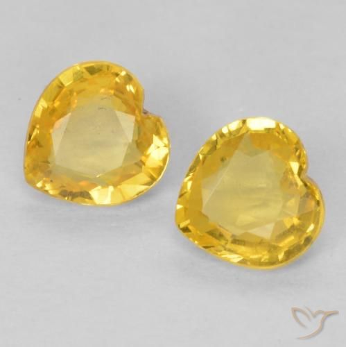 Gemas de Zafiro Dorado natural de 0.78 ct, Corazón, VVS-VS