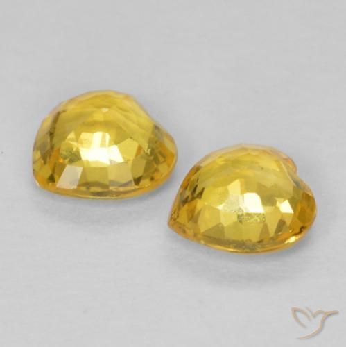 Gemas de Zafiro Dorado natural de 0.78 ct, Corazón, VVS-VS