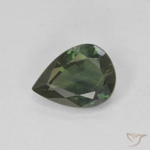 1.38ct Natural Verde oscuro Zafiro, En forma de pera, VS