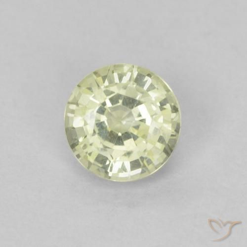 0.37ct Natural Blanco verdoso Zafiro, Redondo, VVS