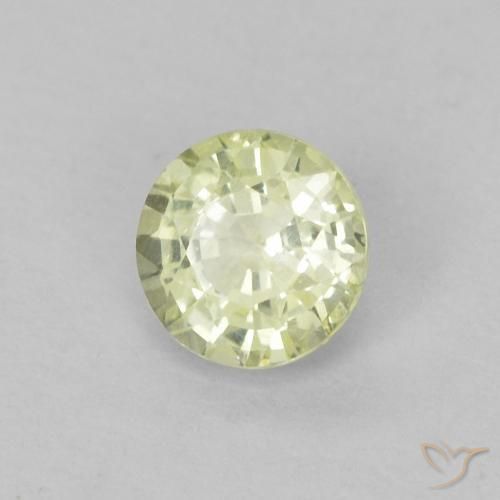 Zafiro Blanco verdoso natural de 0.37 ct, Redondo, VVS