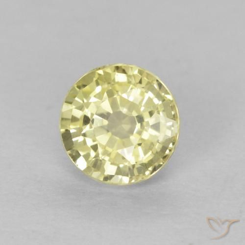 Zafiro Medium Light-Yellow natural de 0.49 ct, Redondo, VVS