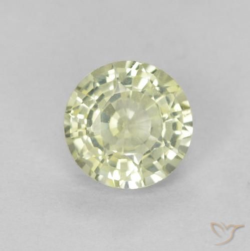 0.46ct Natural Amarillo verdoso muy claro Zafiro, Redondo, VVS
