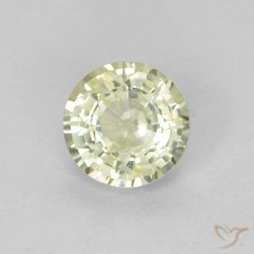 Zafiro Amarillo verdoso muy claro natural de 0.46 ct, Redondo, VVS