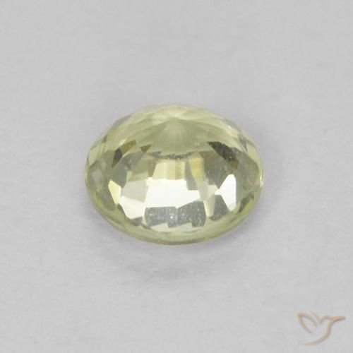 Zafiro Amarillo verdoso muy claro natural de 0.46 ct, Redondo, VVS