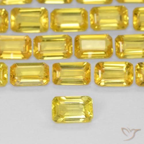 0.38ct Natural Amarillo abejorro Zafiro, corte esmeralda, VS