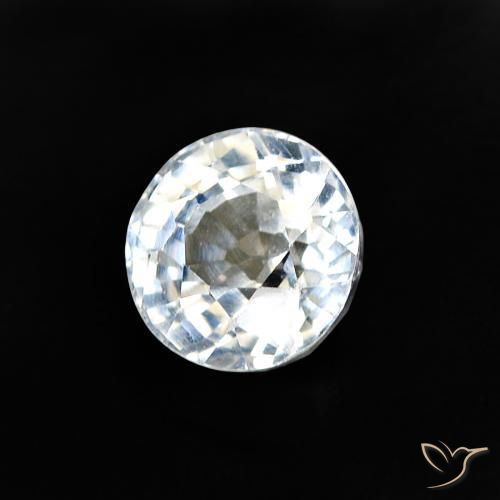 Zafiro Blanco azulado natural de 0.58 ct, Redondo, VVS-VS