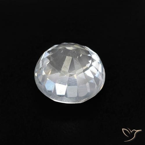 Zafiro Blanco azulado natural de 0.58 ct, Redondo, VVS-VS