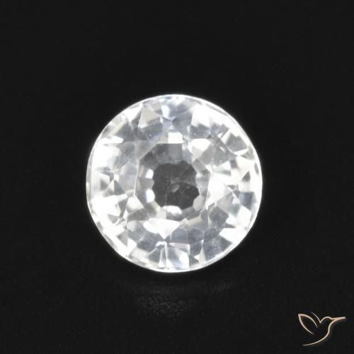 0.53ct Natural Blanco Zafiro, Redondo, VVS