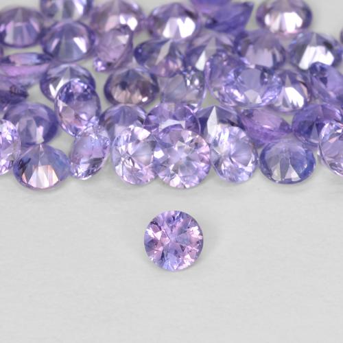 Zafiro Violeta rosáceo claro natural de 0.11 ct, Redondo, VS