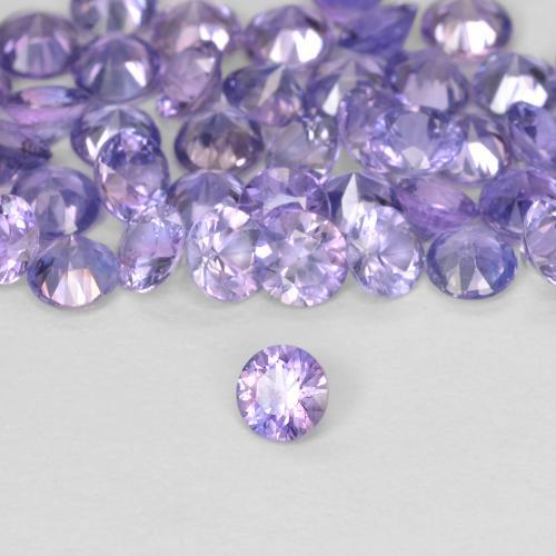 Zafiro Violeta rosáceo claro natural de 0.11 ct, Redondo, VS
