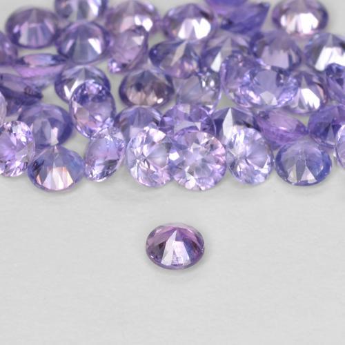 Zafiro Violeta rosáceo claro natural de 0.11 ct, Redondo, VS