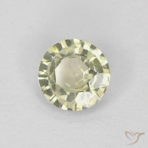 Zafiro Gris-amarillo medio natural de 0.41 ct, Redondo, VVS-VS