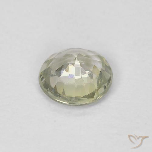 Zafiro Gris-amarillo medio natural de 0.41 ct, Redondo, VVS-VS