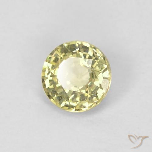 Zafiro Amarillo pálido natural de 0.41 ct, Redondo, VS