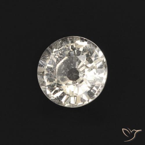 Zafiro Blanco cálido natural de 0.49 ct, Corte Redondo, VVS-VS
